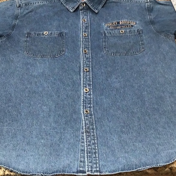 Vintage Harley Davidson denim chambray long sleeve shirt. - Picture 9 of 13